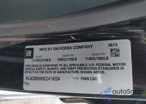 2014 Chevrolet Spark Ls Auto from USA, damaged, VIN KL8CB6S95EC414024